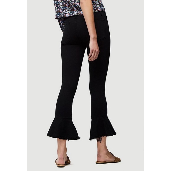 FRAME Denim Le Skinny De Jeanne Flounce Raw Edge Flare Jeans Black - Picture 3 of 11